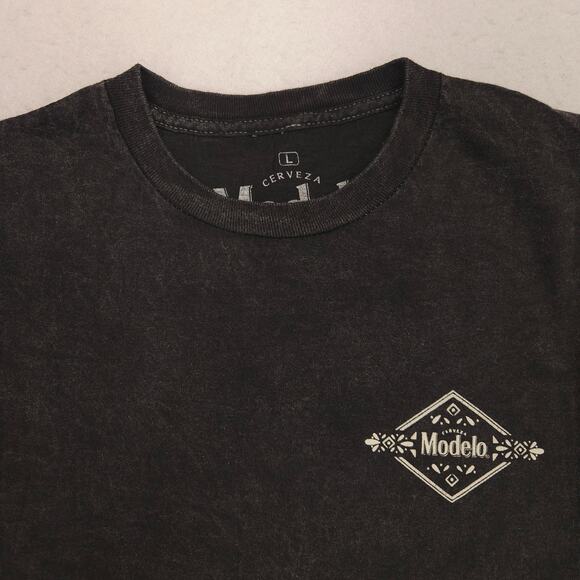 Modelo Short Sleeve Crew Neck Graphic T Shirt Mens Size Large L Black - Picture 1 of 9